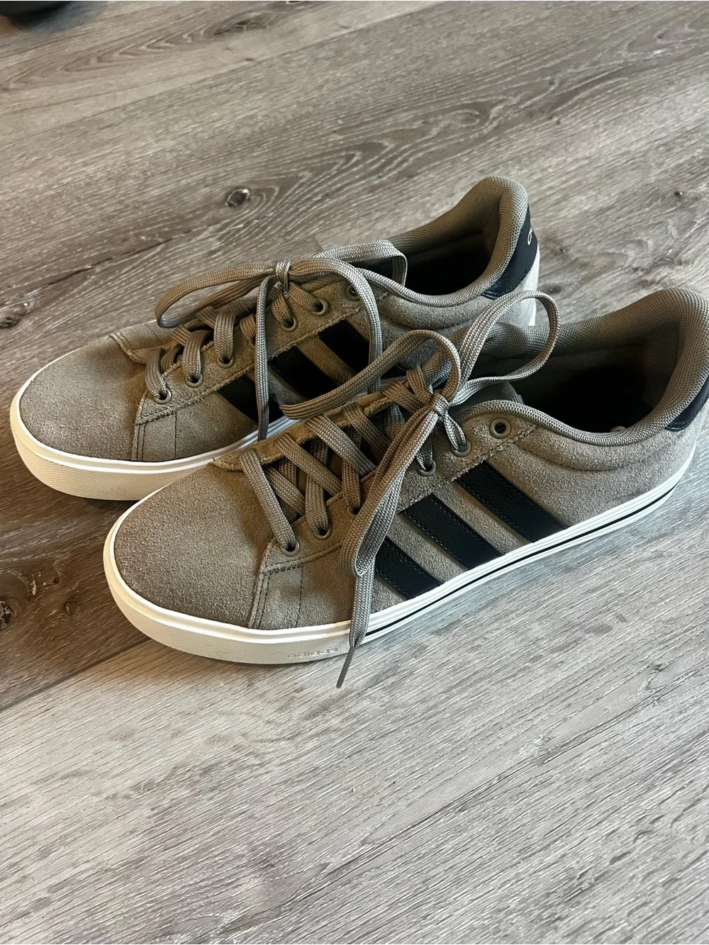 adidas Men's Taupe Suede Daily Sneakers with Black Stripes